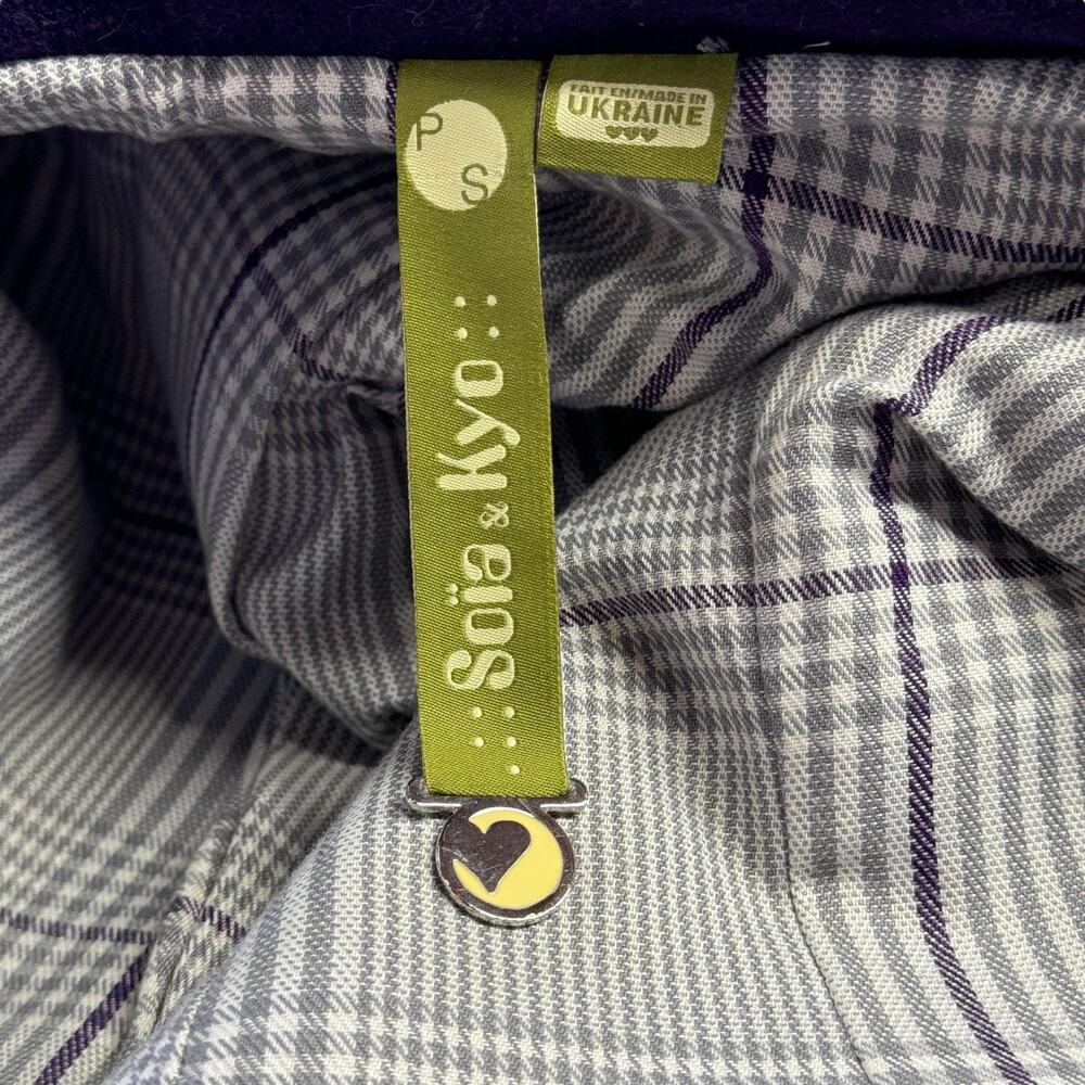Soia & Kyo Women's Wool Jacket SZ S Peacoat Purple Button Up Funnel Neck Short - Picture 9 of 12